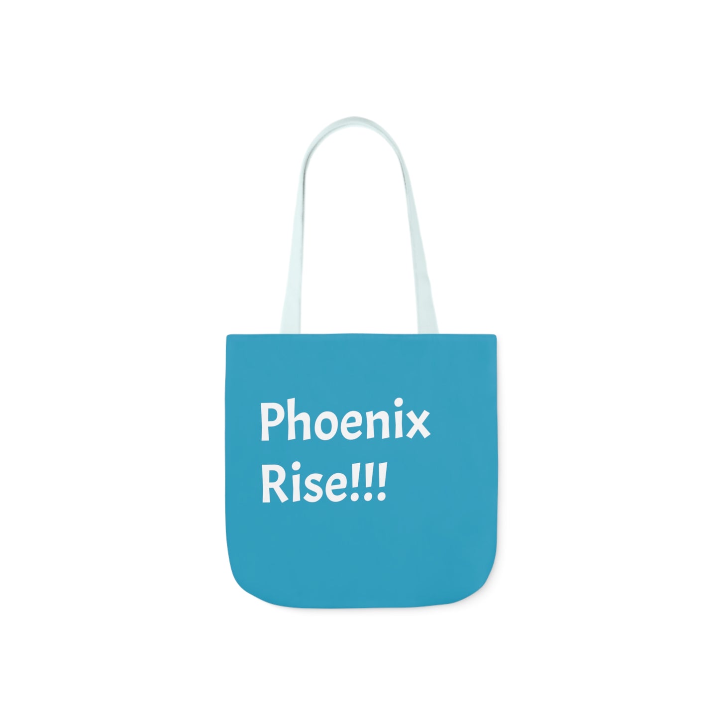 Turquoise: RH Logo: White Font: Phoenix Rise: Canvas Tote Bag, 5-Color Straps