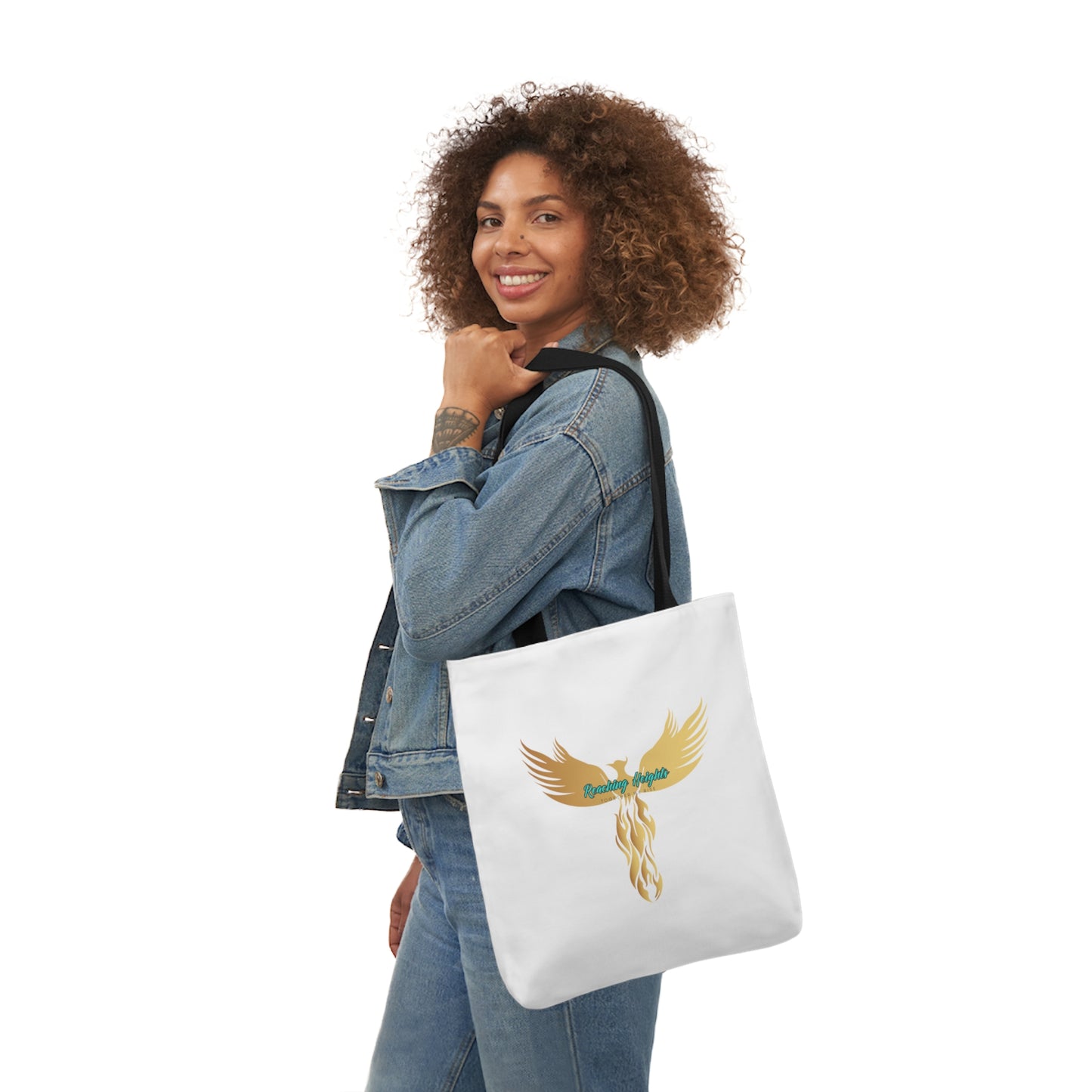 White: RH Logo: Light Blue Font: Phoenix Rise: Canvas Tote Bag, 5-Color Straps