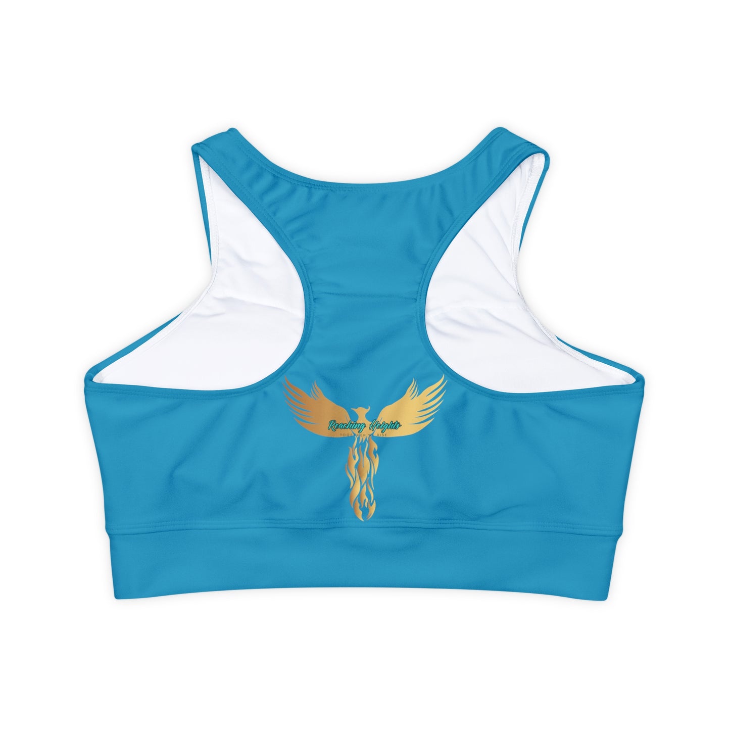 No Is Not an Option: Turquoise: Fully Lined, Padded Sports Bra (AOP)