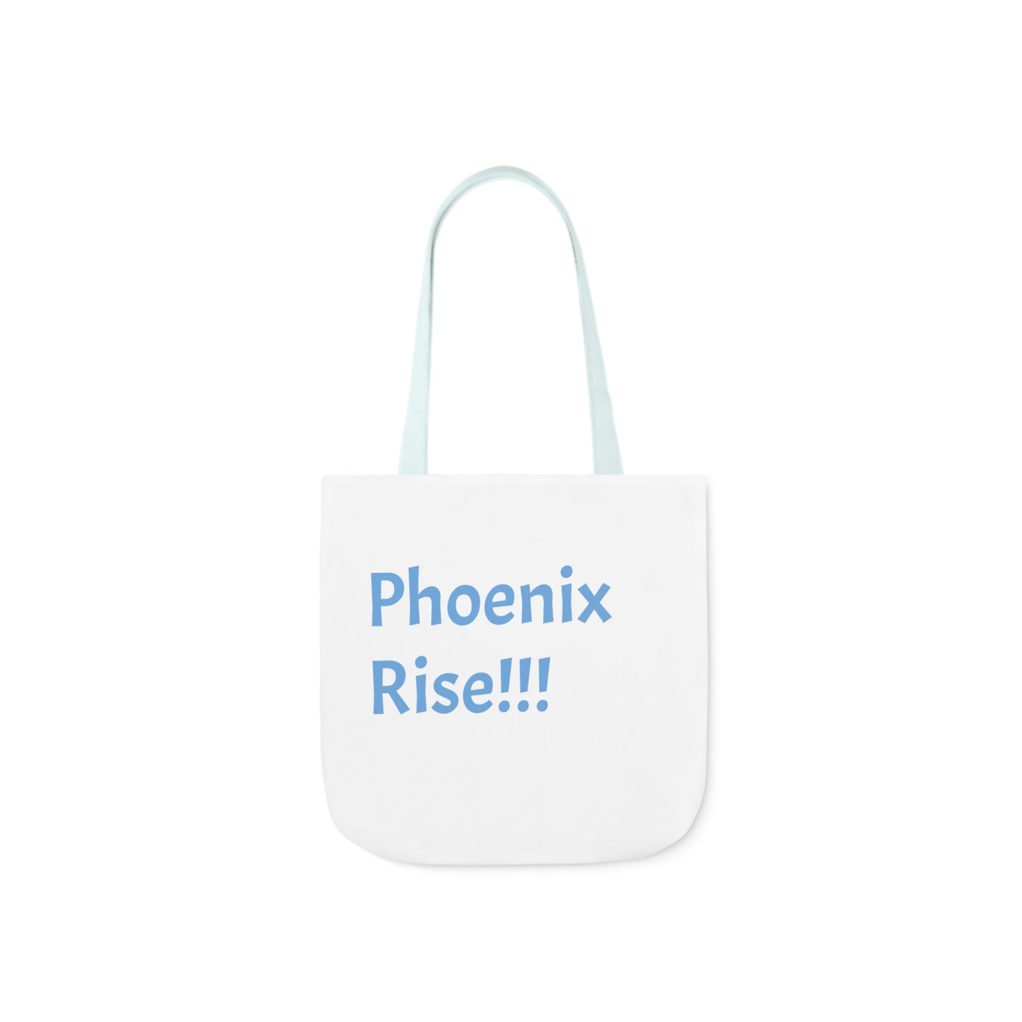 White: RH Logo: Light Blue Font: Phoenix Rise: Canvas Tote Bag, 5-Color Straps