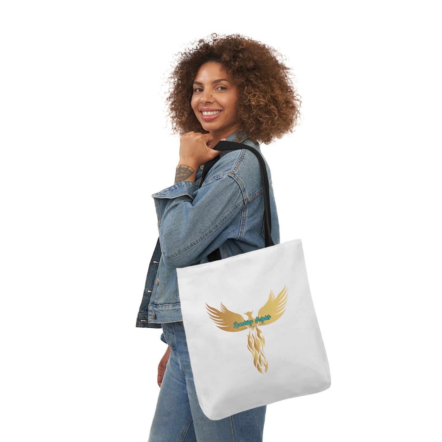 White: RH Logo: Light Blue Font: Phoenix Rise: Canvas Tote Bag, 5-Color Straps