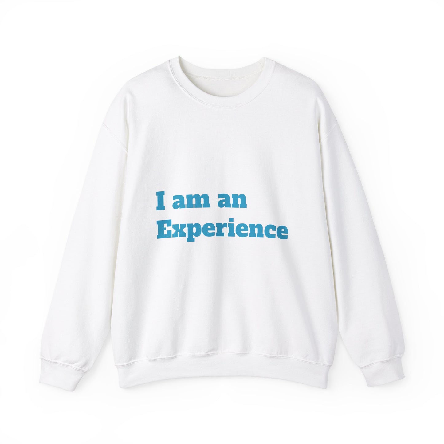 I am an Experience: Turquoise font: Unisex Heavy Blend™ Crewneck Sweatshirt
