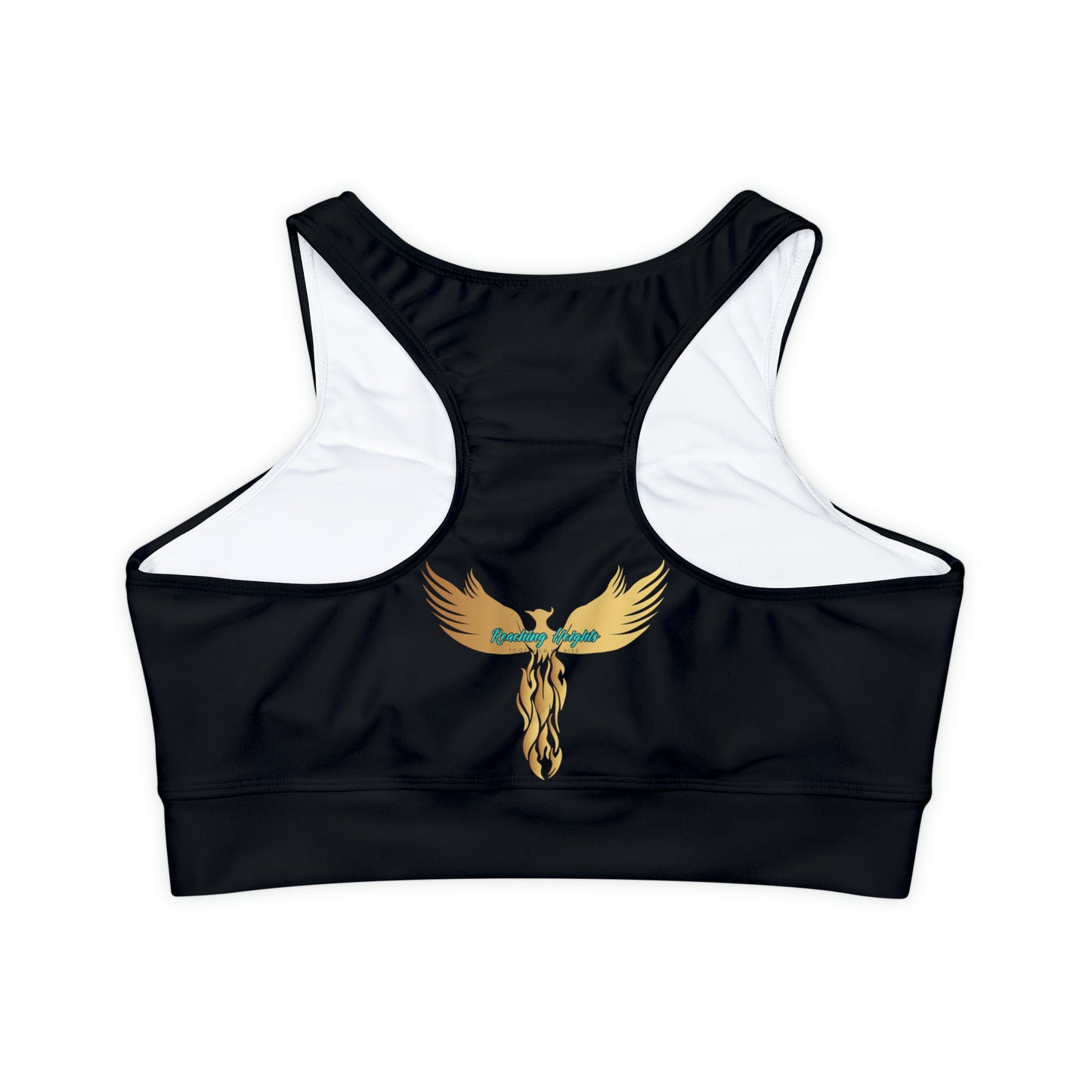 As I Will It: Black: Fully Lined, Padded Sports Bra (AOP)