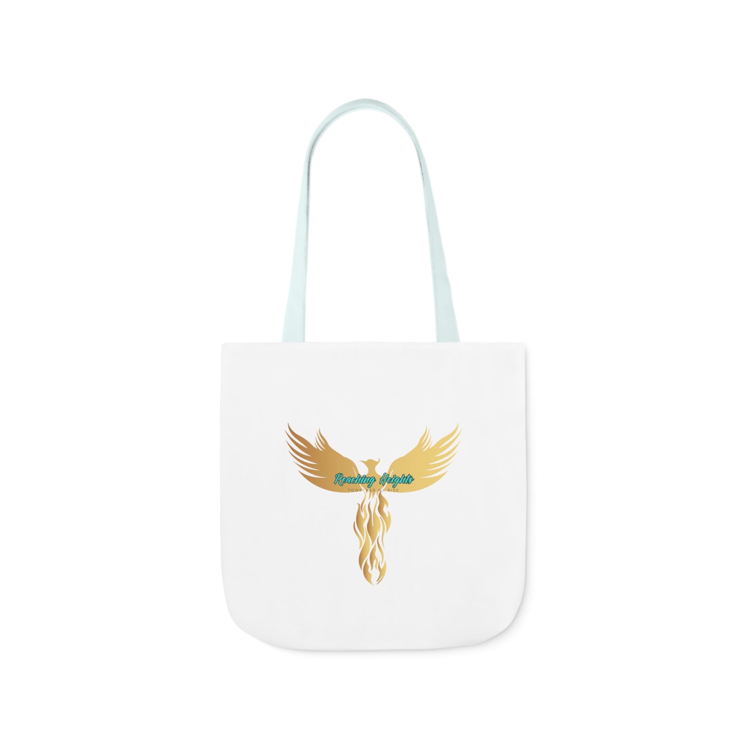 White: RH Logo: Light Blue Font: Phoenix Rise: Canvas Tote Bag, 5-Color Straps