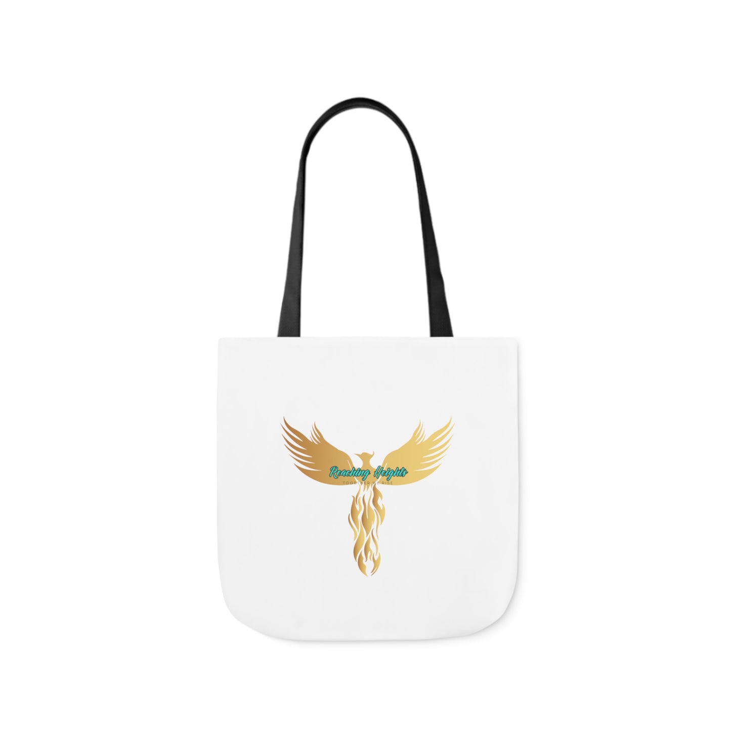 White: RH Logo: Light Blue Font: Phoenix Rise: Canvas Tote Bag, 5-Color Straps