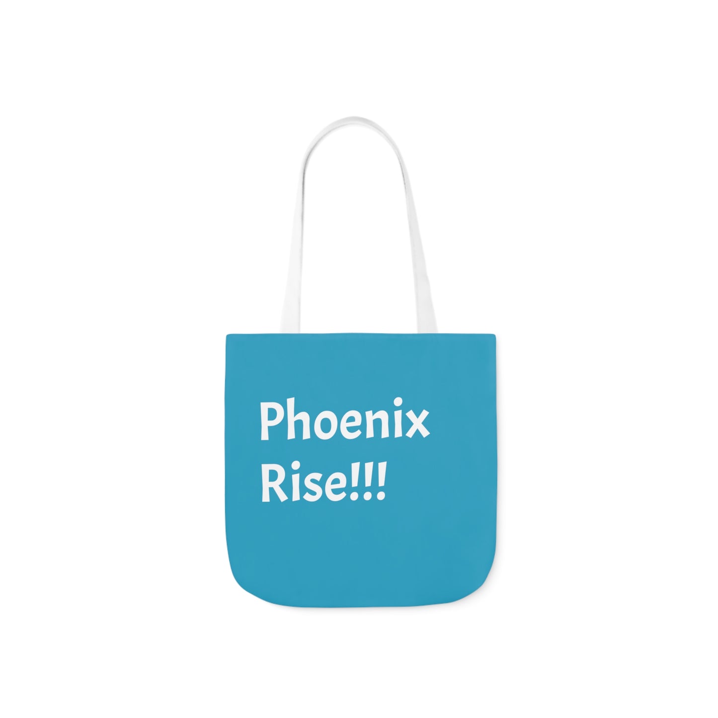 Turquoise: RH Logo: White Font: Phoenix Rise: Canvas Tote Bag, 5-Color Straps