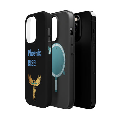 Phoenix Rise: Black: Light Blue Font: MagSafe Tough Cases