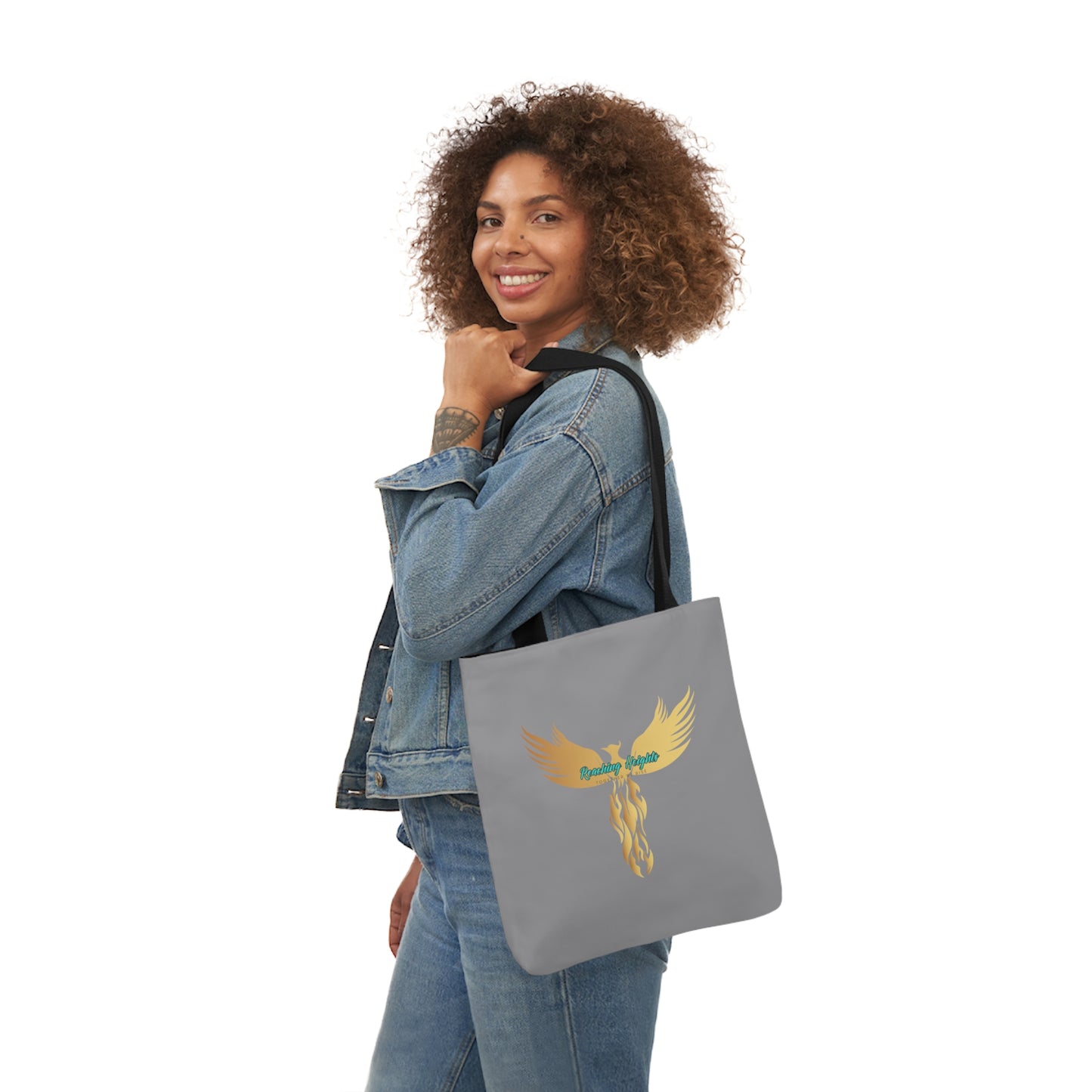 Grey: RH Logo: White Font: Phoenix Rise: Canvas Tote Bag, 5-Color Straps