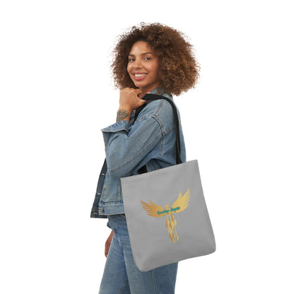 Light Grey: RH Logo: Light Blue Font: Phoenix Rise: Canvas Tote Bag, 5-Color Straps