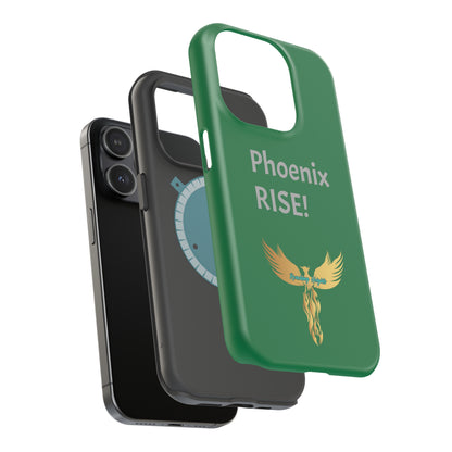 Phoenix Rise: Dark Green: Grey Font: MagSafe Tough Cases