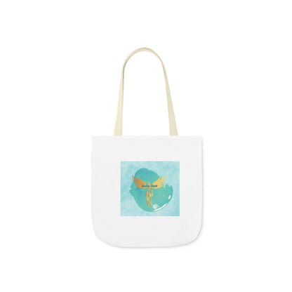 White: RH Splash: Light Blue Font: Canvas Tote Bag, 5-Color Straps