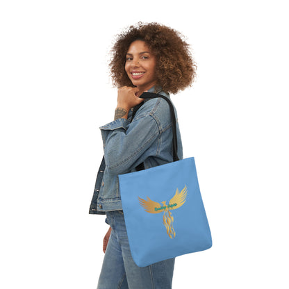 Light Blue: RH Logo: Black Font: Phoenix Rise: Canvas Tote Bag, 5-Color Straps