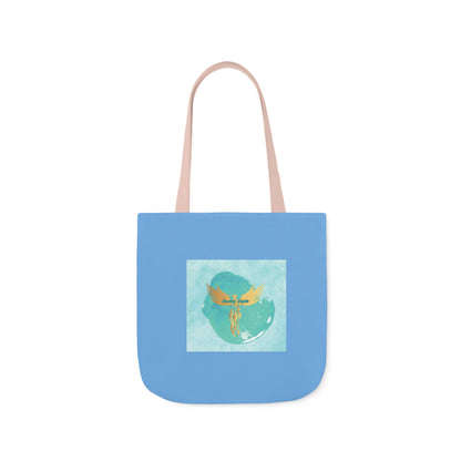 Light Blue: RH Splash: White Font: Canvas Tote Bag, 5-Color Straps