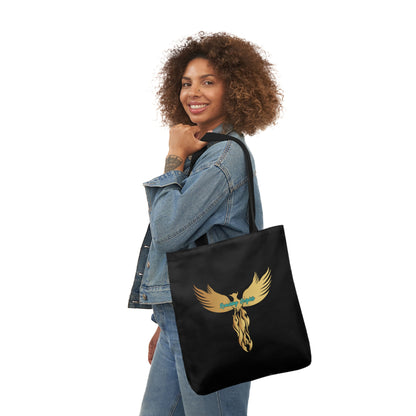 Black: RH Logo: Light Blue Font: Phoenix Rise: Canvas Tote Bag, 5-Color Straps