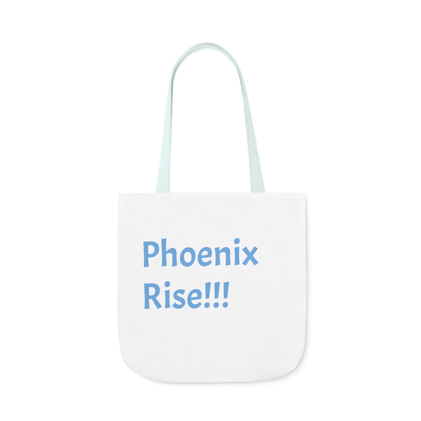 White: RH Logo: Light Blue Font: Phoenix Rise: Canvas Tote Bag, 5-Color Straps