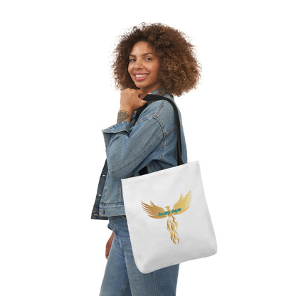 White: RH Logo: Black Font: Phoenix Rise: Canvas Tote Bag, 5-Color Straps