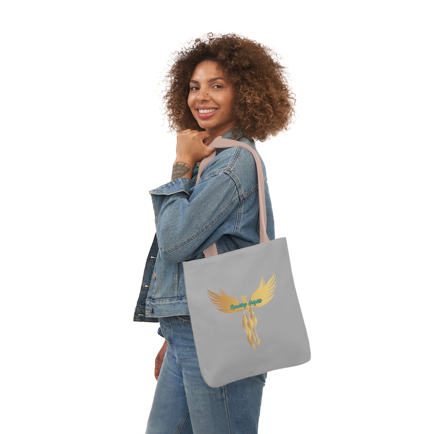 Light Grey: RH Logo: Black Font: Phoenix Rise: Canvas Tote Bag, 5-Color Straps