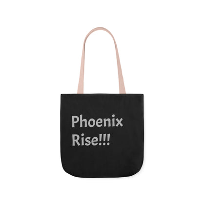 Black: RH Logo: Light Grey Font: Phoenix Rise: Canvas Tote Bag, 5-Color Straps