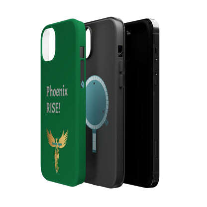 Phoenix Rise: Dark Green: Grey Font: MagSafe Tough Cases