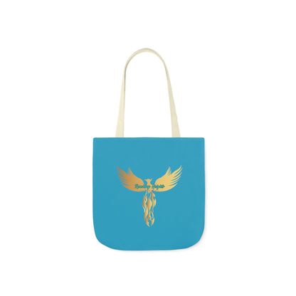 Turquoise: RH Logo: Grey Font: Phoenix Rise: Canvas Tote Bag, 5-Color Straps