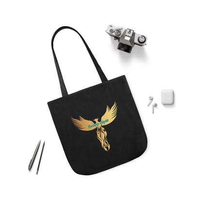 Black: RH Logo: White Font: Phoenix Rise: Canvas Tote Bag, 5-Color Straps