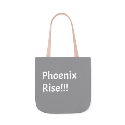 Grey: RH Logo: White Font: Phoenix Rise: Canvas Tote Bag, 5-Color Straps