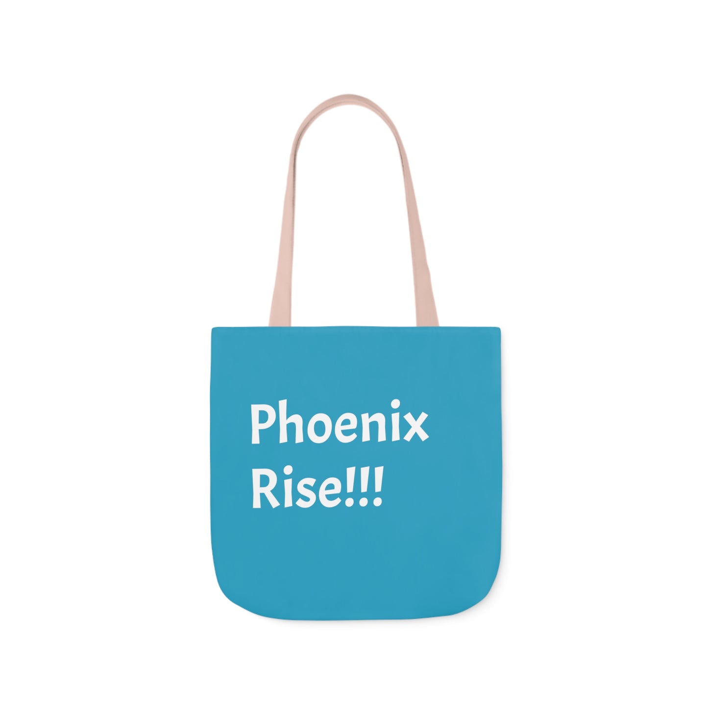 Turquoise: RH Logo: White Font: Phoenix Rise: Canvas Tote Bag, 5-Color Straps