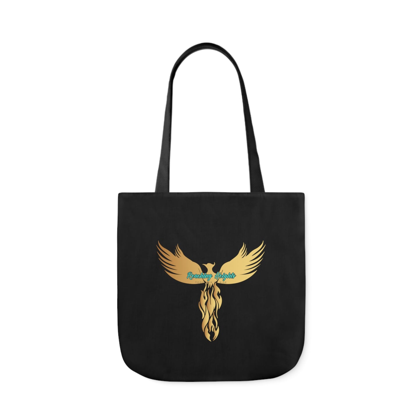 Black: RH Logo: Light Blue Font: Phoenix Rise: Canvas Tote Bag, 5-Color Straps