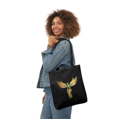 Black: RH Logo: Light Grey Font: Phoenix Rise: Canvas Tote Bag, 5-Color Straps