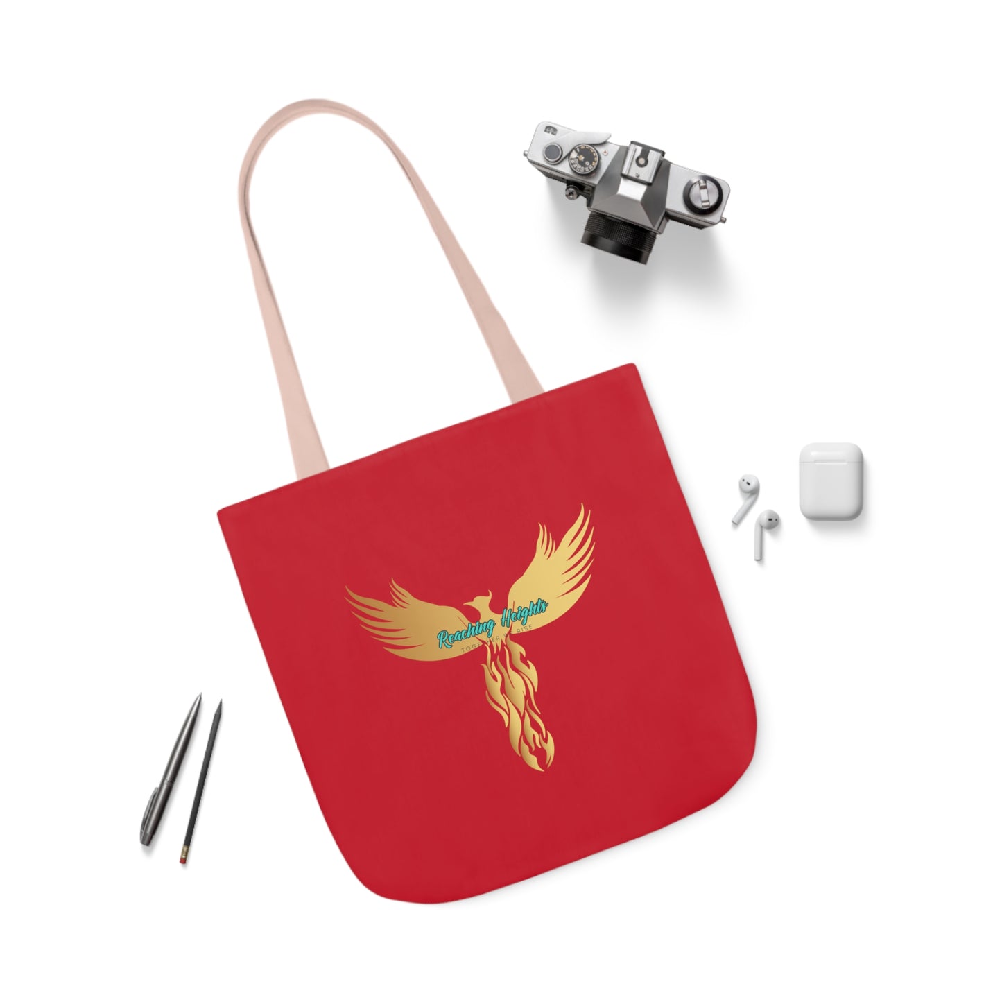 Red: RH Logo: White Font: No is Not an Option: Canvas Tote Bag, 5-Color Straps