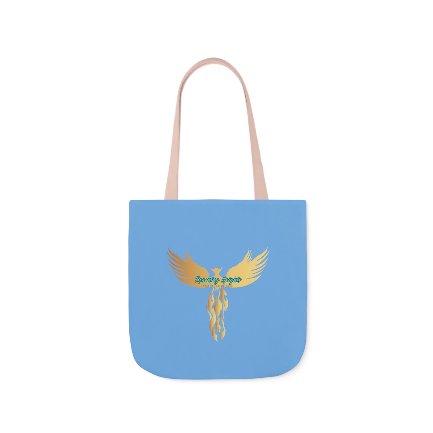 Light Blue: RH Logo: Grey Font: Phoenix Rise: Canvas Tote Bag, 5-Color Straps