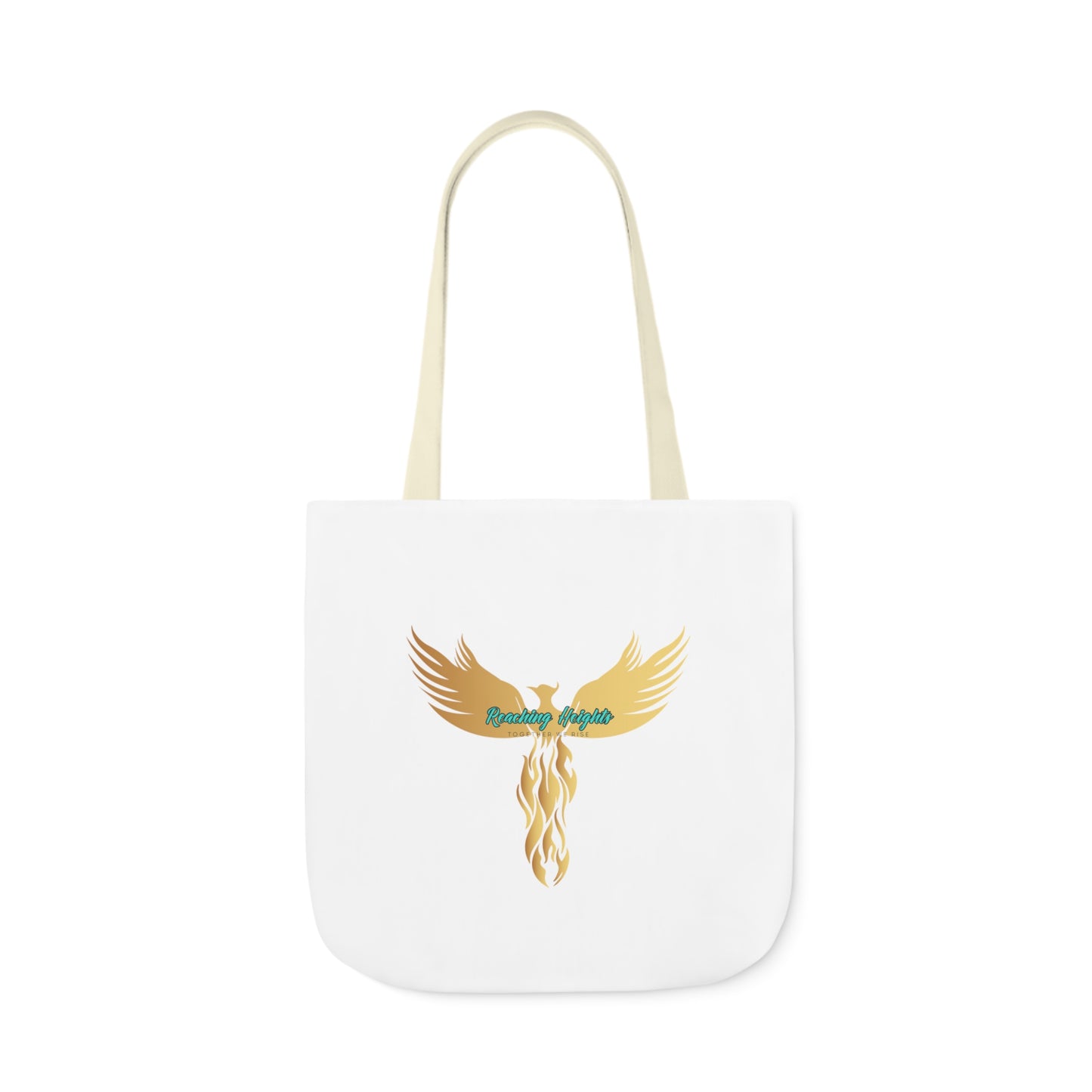 White: RH Logo: Light Blue Font: Phoenix Rise: Canvas Tote Bag, 5-Color Straps
