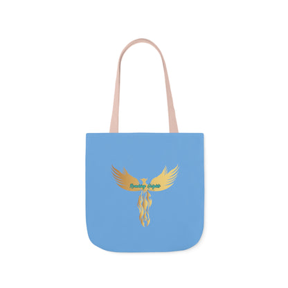 Light Blue: RH Logo: Black Font: Phoenix Rise: Canvas Tote Bag, 5-Color Straps