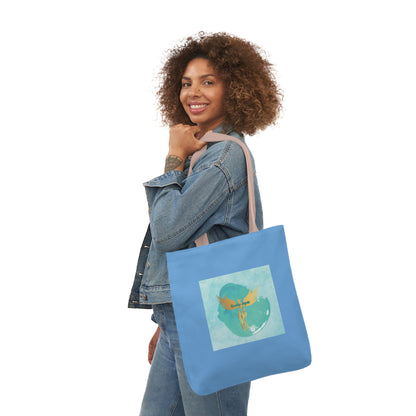 Light Blue: RH Splash: White Font: Canvas Tote Bag, 5-Color Straps