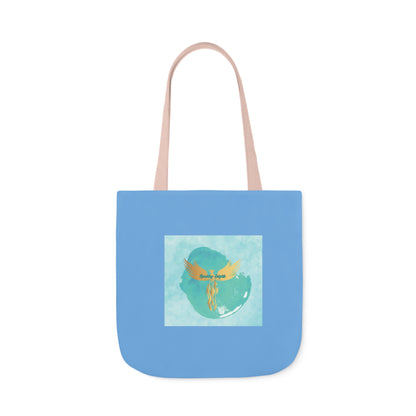 Light Blue: RH Splash: White Font: Canvas Tote Bag, 5-Color Straps