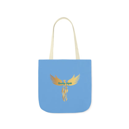 Light Blue: RH Logo: White Font: Phoenix Rise: Canvas Tote Bag, 5-Color Straps