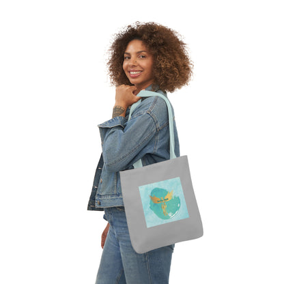 Grey: RH Splash: Light Blue Font: Canvas Tote Bag, 5-Color Straps