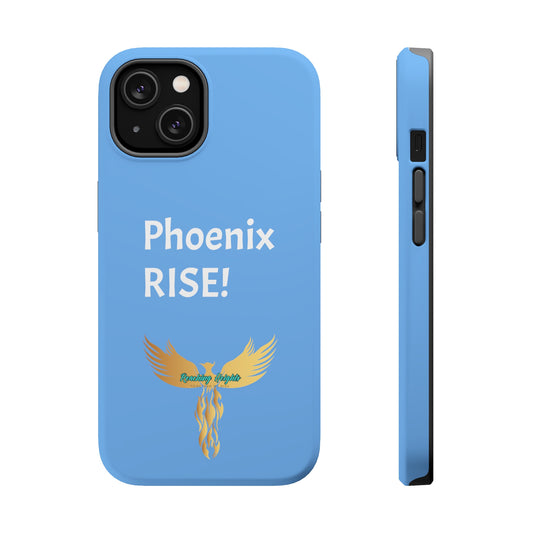 Phoenix Rise: Light Blue: White Font: MagSafe Tough Cases