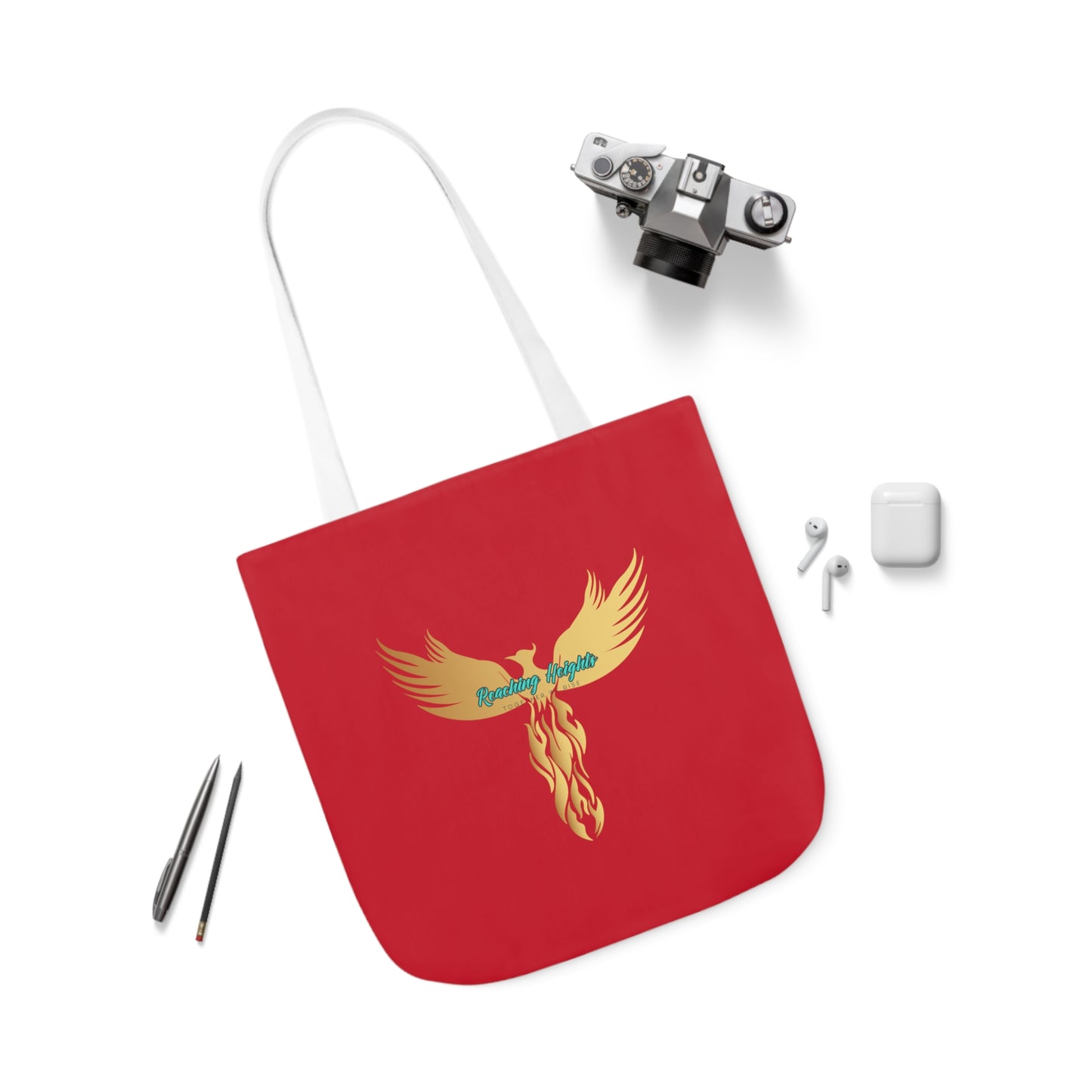 Red: RH Logo: White Font: No is Not an Option: Canvas Tote Bag, 5-Color Straps