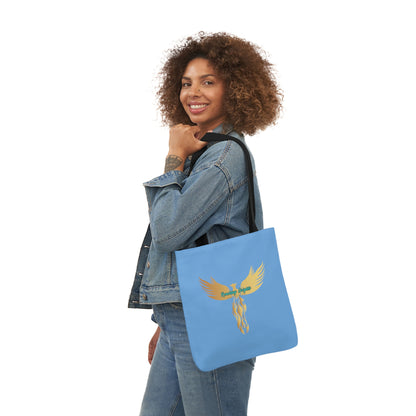 Light Blue: RH Logo: Grey Font: Phoenix Rise: Canvas Tote Bag, 5-Color Straps