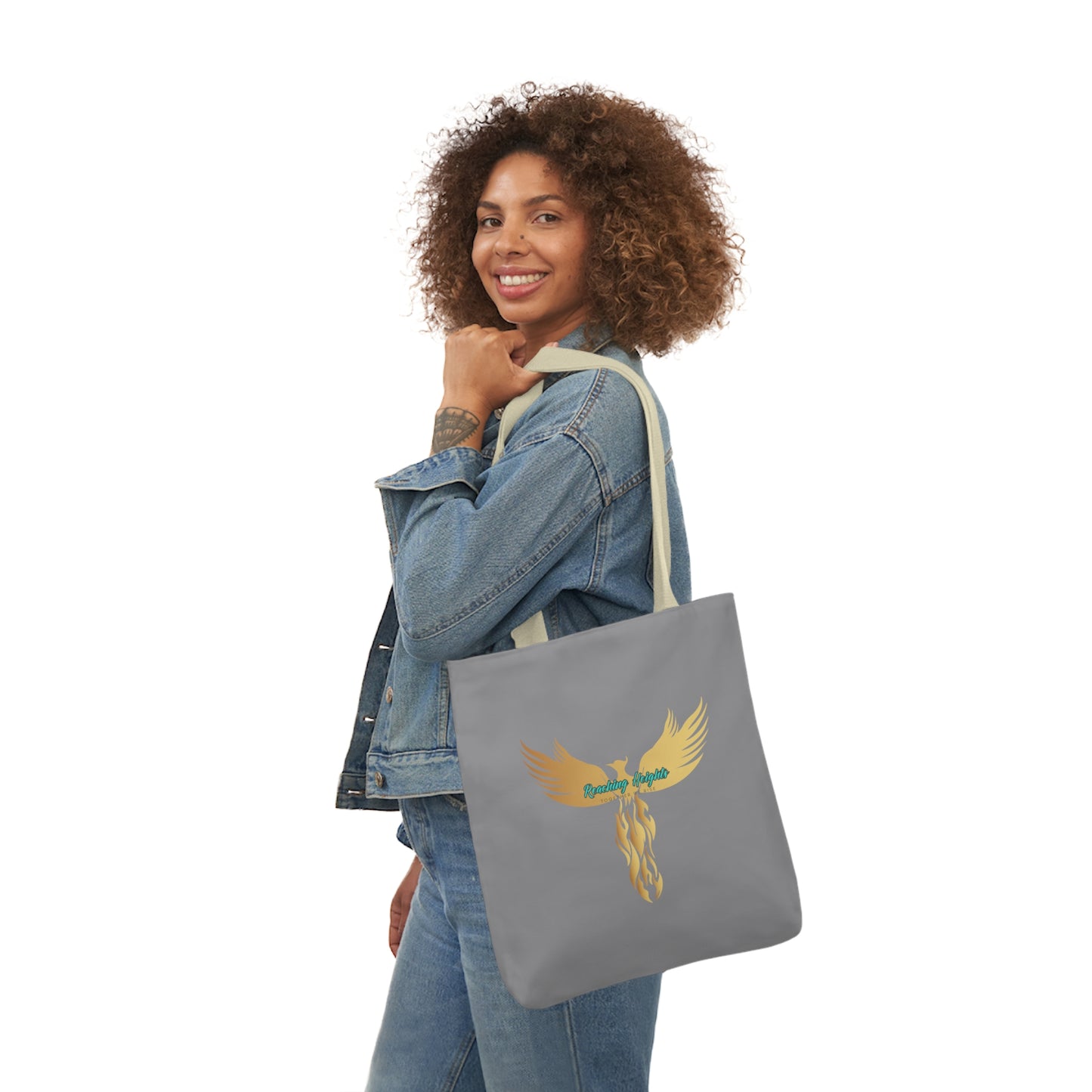 Grey: RH Logo: White Font: Phoenix Rise: Canvas Tote Bag, 5-Color Straps