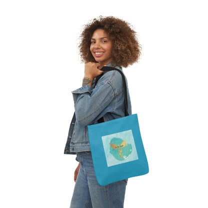 Turquoise: RH Splash: White Font: Canvas Tote Bag, 5-Color Straps