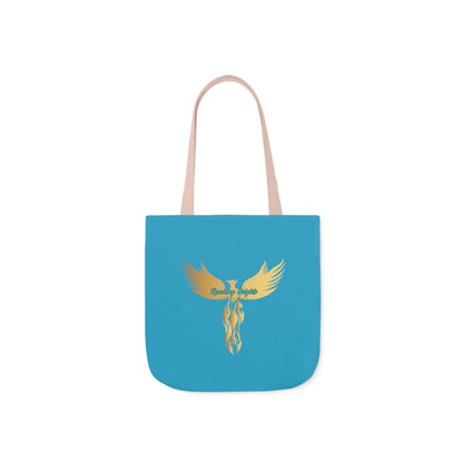 Turquoise: RH Logo: Grey Font: Phoenix Rise: Canvas Tote Bag, 5-Color Straps