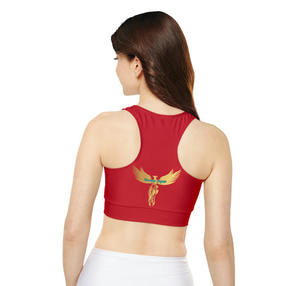 As I Will It And So It Is: Red: Fully Lined, Padded Sports Bra (AOP)