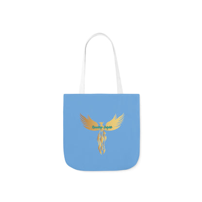 Light Blue: RH Logo: White Font: Phoenix Rise: Canvas Tote Bag, 5-Color Straps