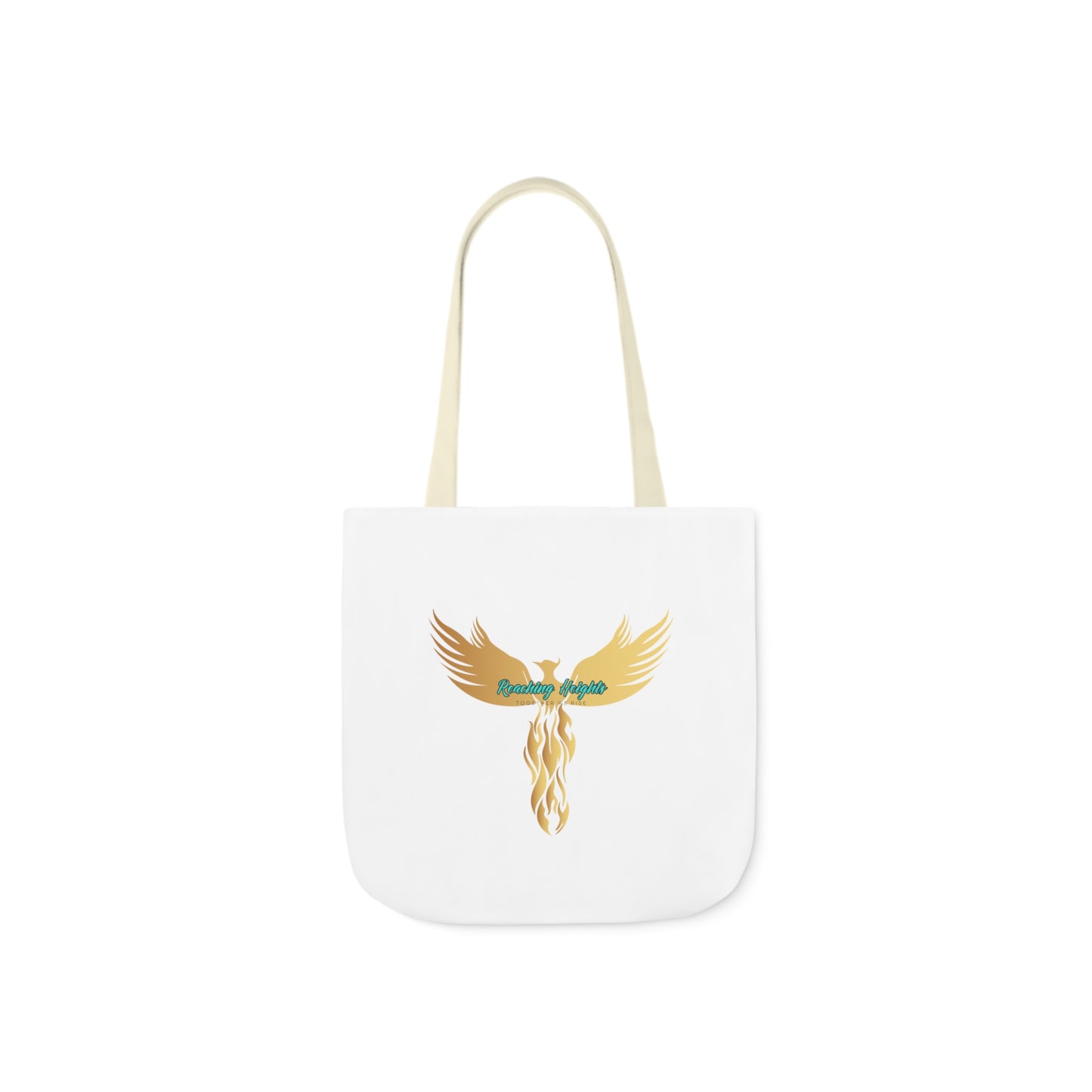 White: RH Logo: Light Blue Font: Phoenix Rise: Canvas Tote Bag, 5-Color Straps