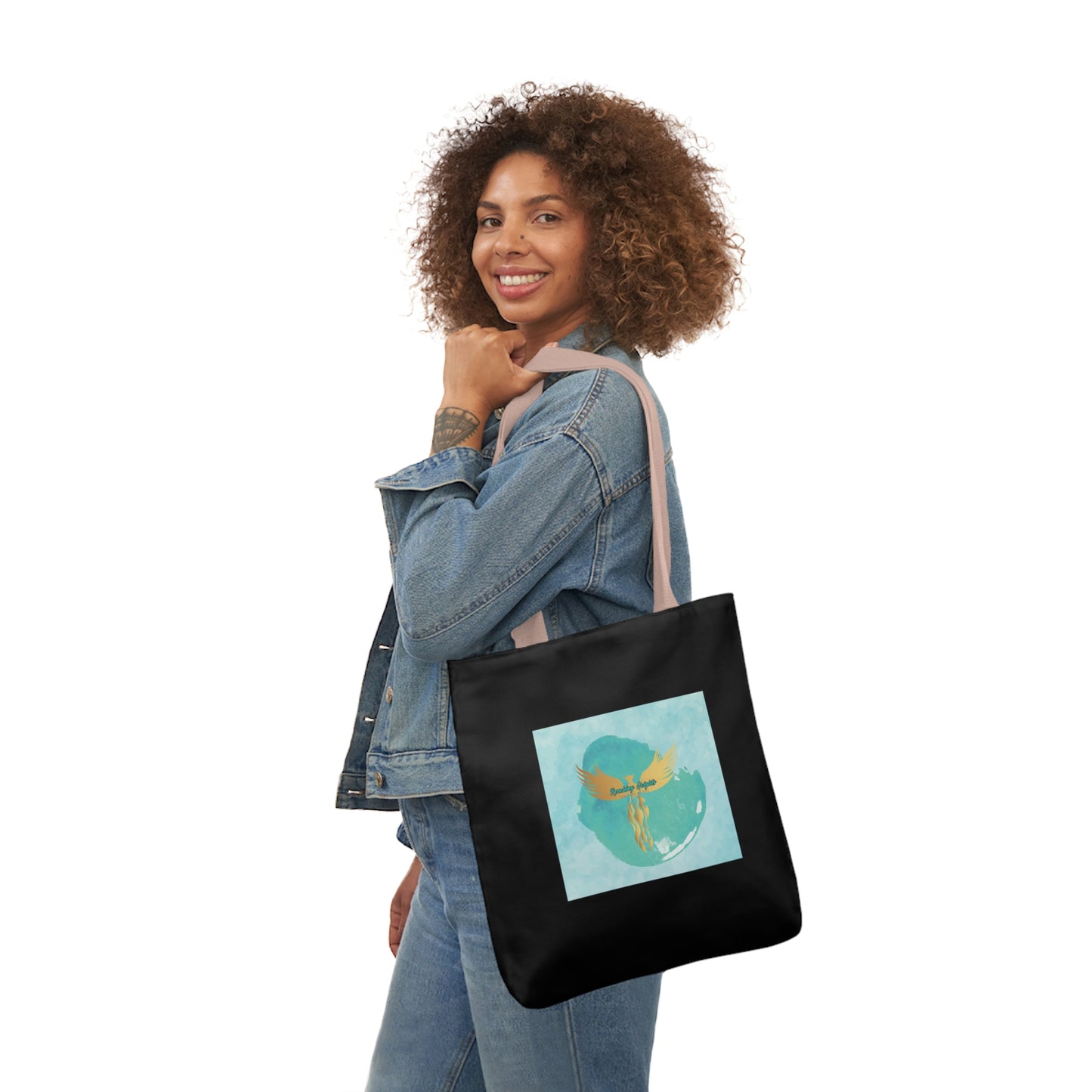 Black: RH Splash: Light Blue Font: Canvas Tote Bag, 5-Color Straps