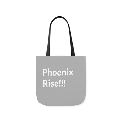 Light Grey: RH Logo: White Font: Phoenix Rise: Canvas Tote Bag, 5-Color Straps