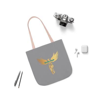 Grey: RH Logo: Light Blue Font: Phoenix Rise: Canvas Tote Bag, 5-Color Straps