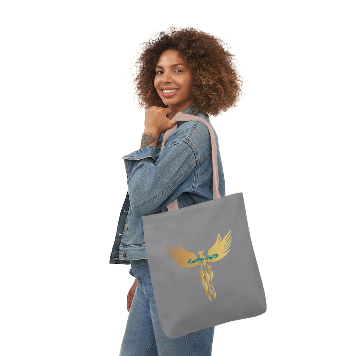 Grey: RH Logo: White Font: Phoenix Rise: Canvas Tote Bag, 5-Color Straps